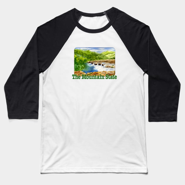 West Virginia, The Mountain State Baseball T-Shirt by MMcBuck